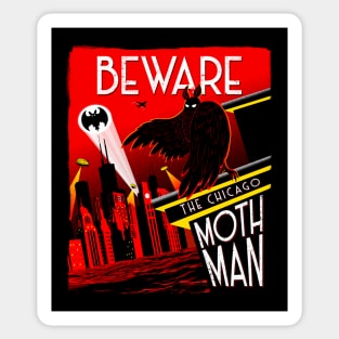 Beware the Chicago Mothman! Cryptid Cryptozoology Sticker